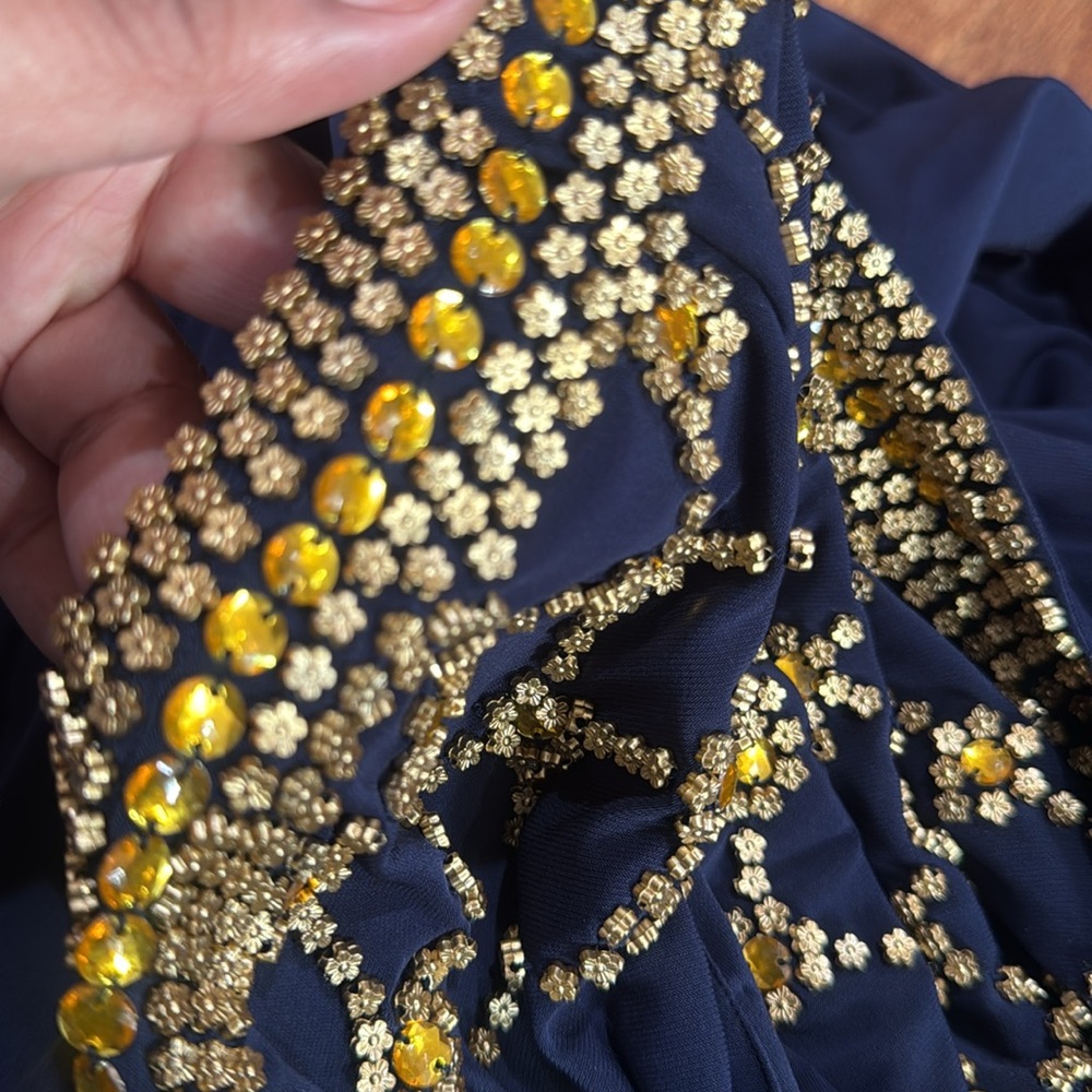 Luxurious Navy and Gold Maxi Dress - Picture 4 of 4
